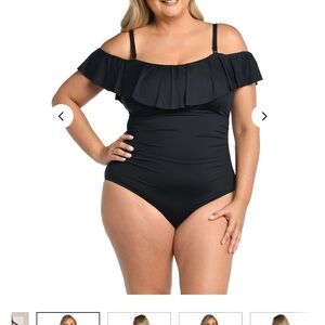 La Blanca Black Ruffled One Piece Swimsuit